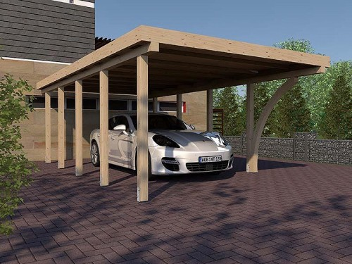 Prikker Carport Flachdach BSH 400 X 800cm Flachdach Carports