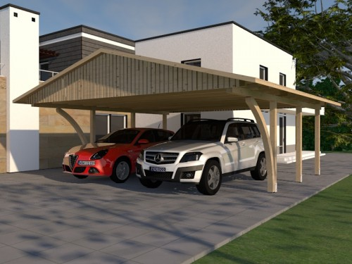 Prikker Carport Satteldach KVH 600 x 600cm 2LHB